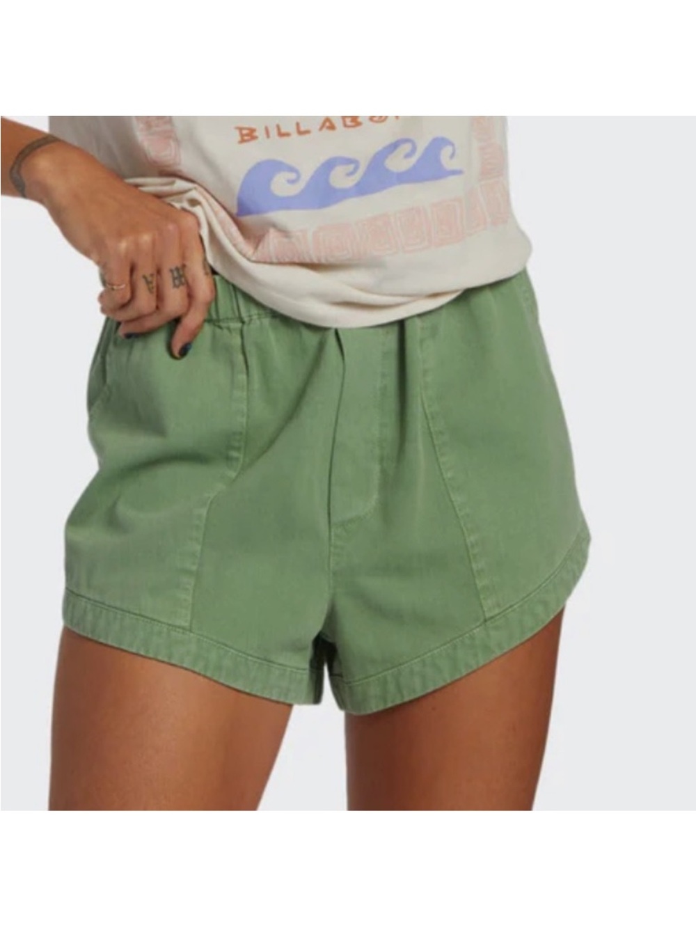 Billabong Green High-Waist Elastic Shorts